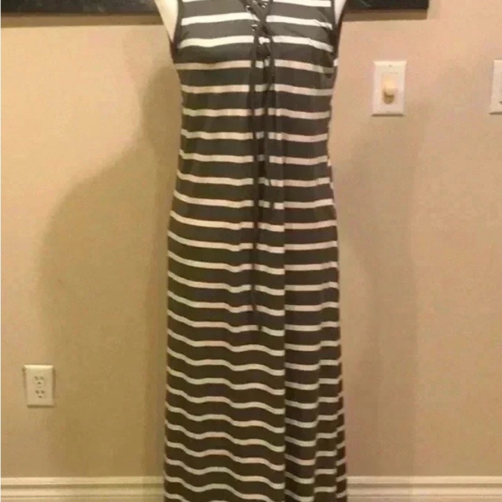 Beach By Exist Black and White Striped Maxi Dress NWT